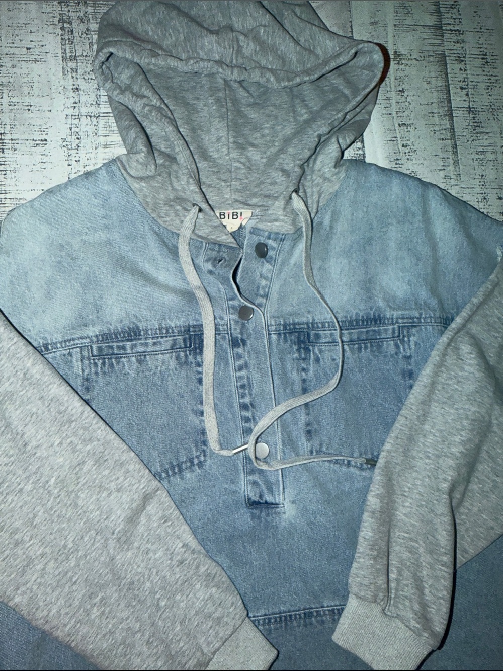 BiBi Light Blue Denim & Heather Gray Hoodie Dress - Picture 3 of 3